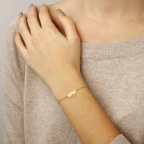 Ina Mar 14K Yellow Gold Double Heart Bracelet 07/246-7.5