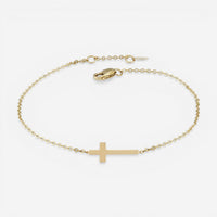 Ina Mar 14K Yellow Gold Sideways Cross Chain Bracelet 07/602-7.5