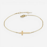 14K Yellow Gold Sideways Cross Chain Bracelet 07/602-7.5 - THE SOLIST