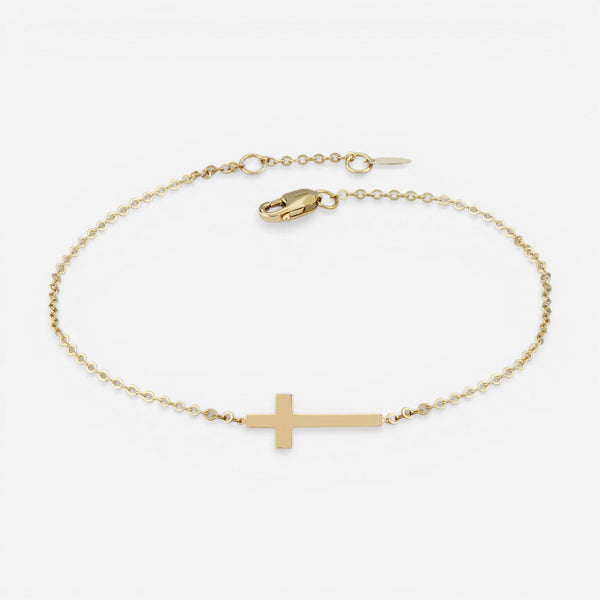 14K Yellow Gold Sideways Cross Chain Bracelet 07/602-7.5 - THE SOLIST