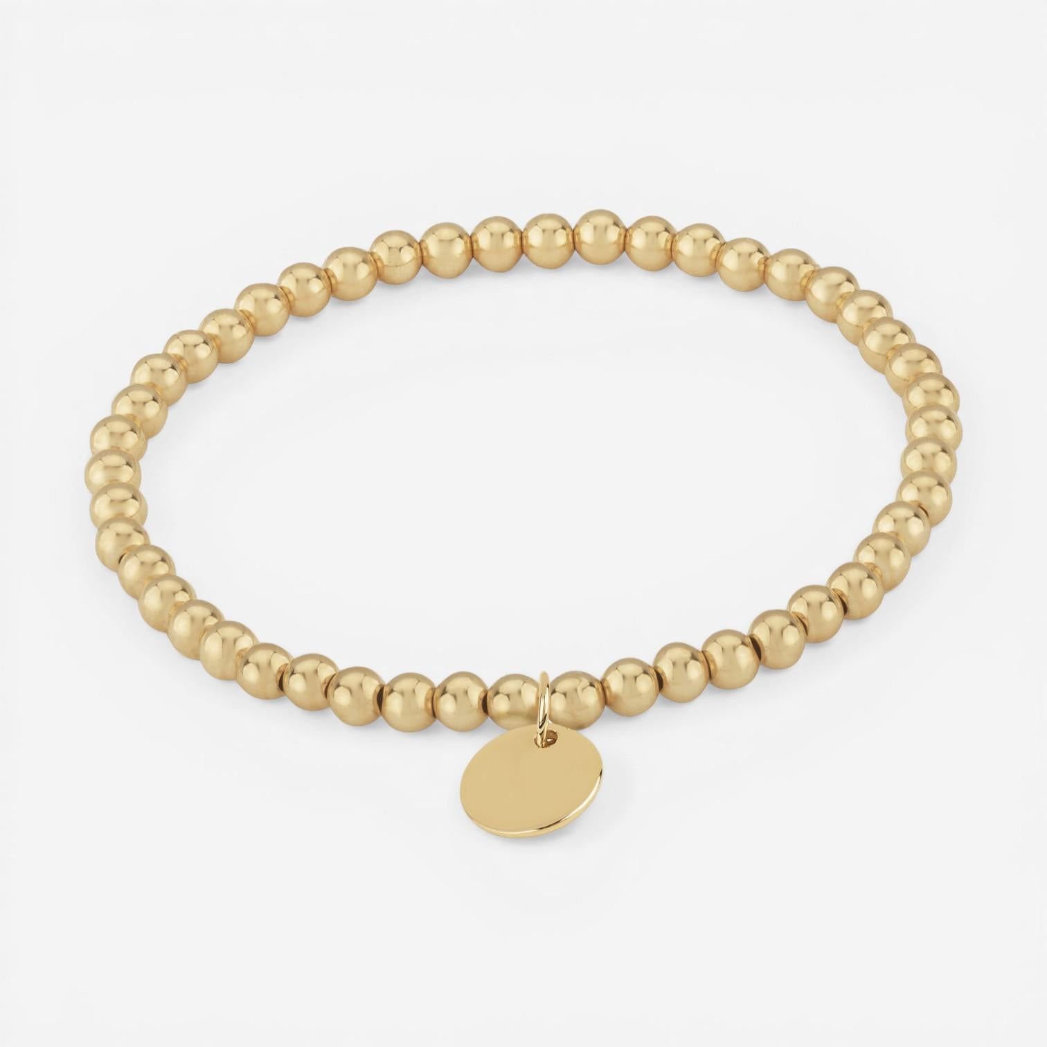 Ina Mar 14K Yellow Gold Mini Round Tag Beaded Bracelet 07/902