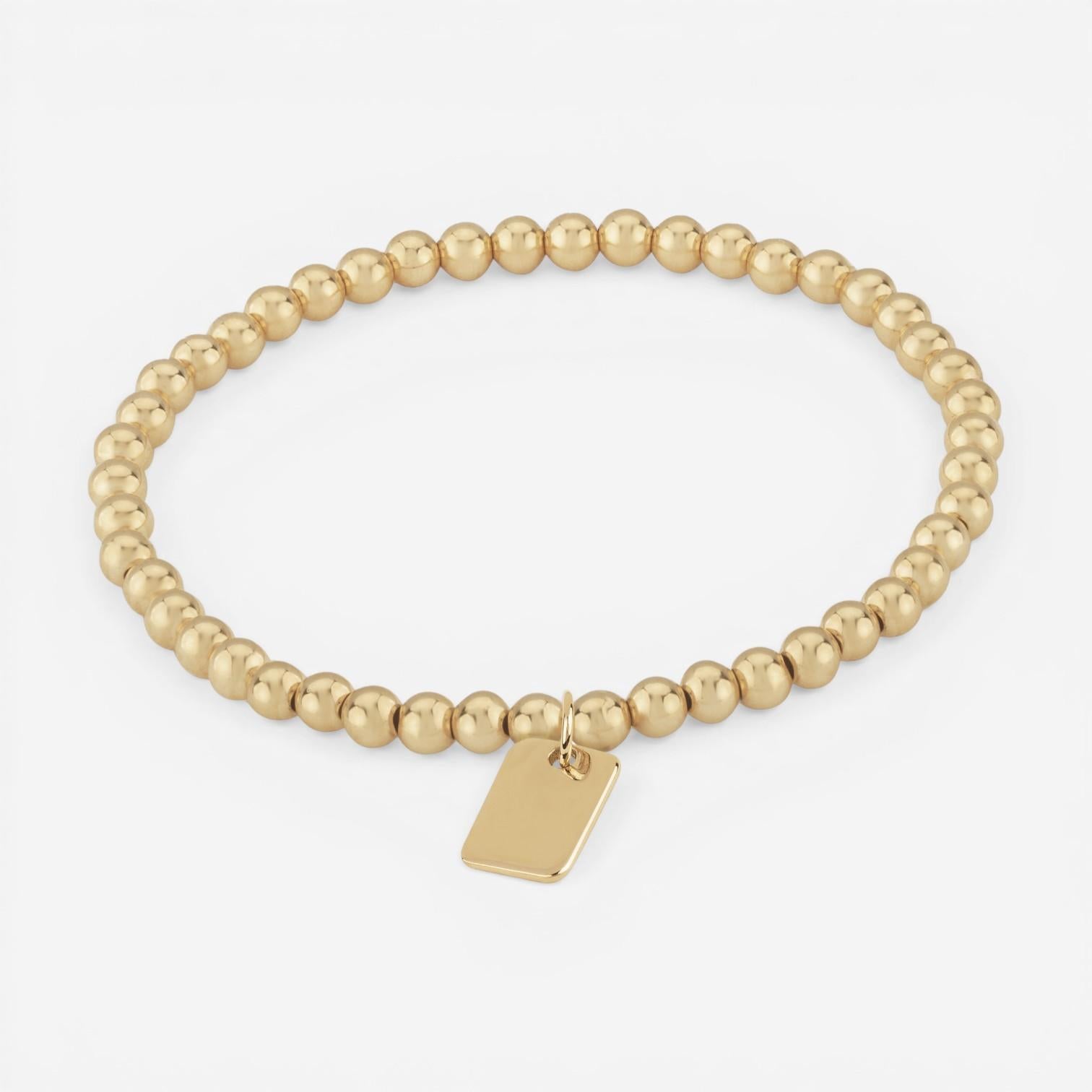 Ina Mar 14K Yellow Gold Mini Dog Tag Beaded Bracelet 07/903
