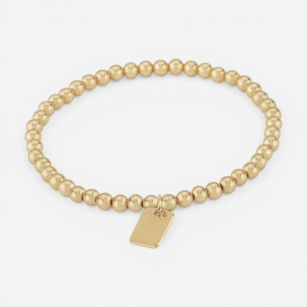 Ina Mar 14K Yellow Gold Mini Dog Tag Beaded Bracelet 07/903