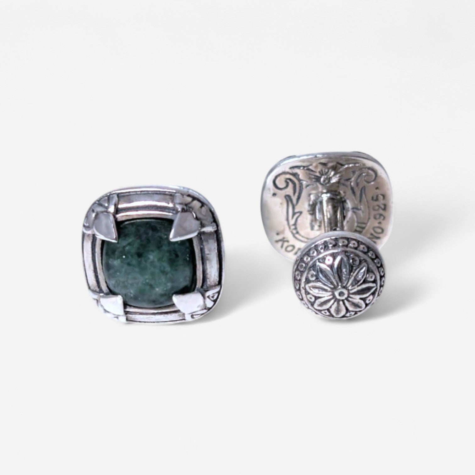 Konstantino Sterling Silver Green Aventurine Cufflinks MAKJ91-131-448