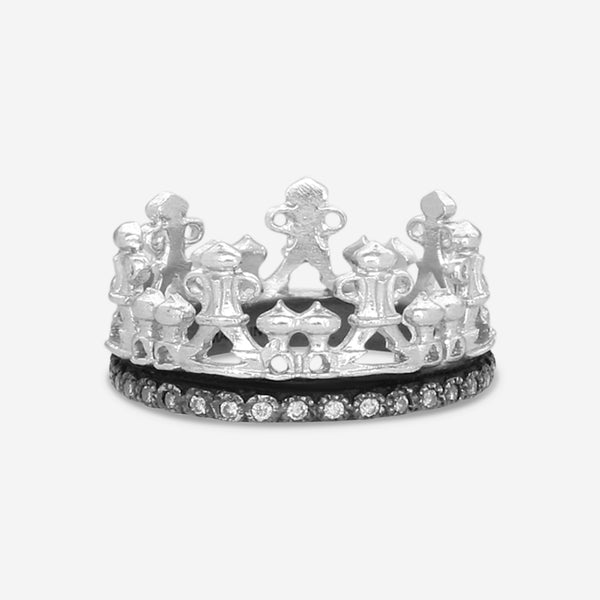 Armenta New World Sterling Silver Pave Diamond Stack Ring Sz. 5 08768 - THE SOLIST