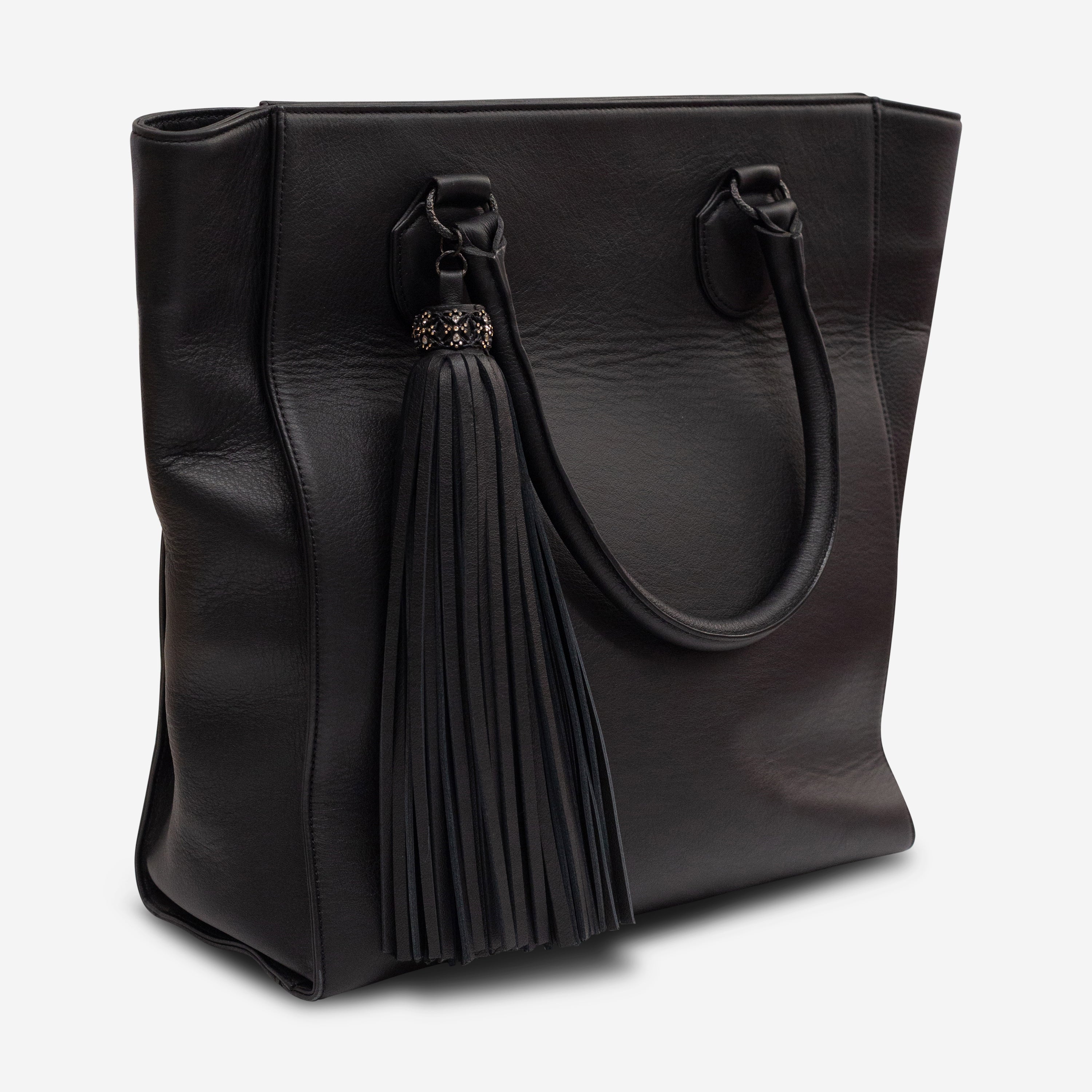 Armenta Black Leather Tote Bag 09024
