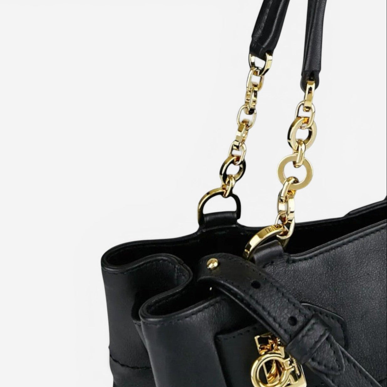 Salvatore Ferragamo 547641 Florence Gancini Black With Chain Tote Bag MSRP $2000 - THE SOLIST