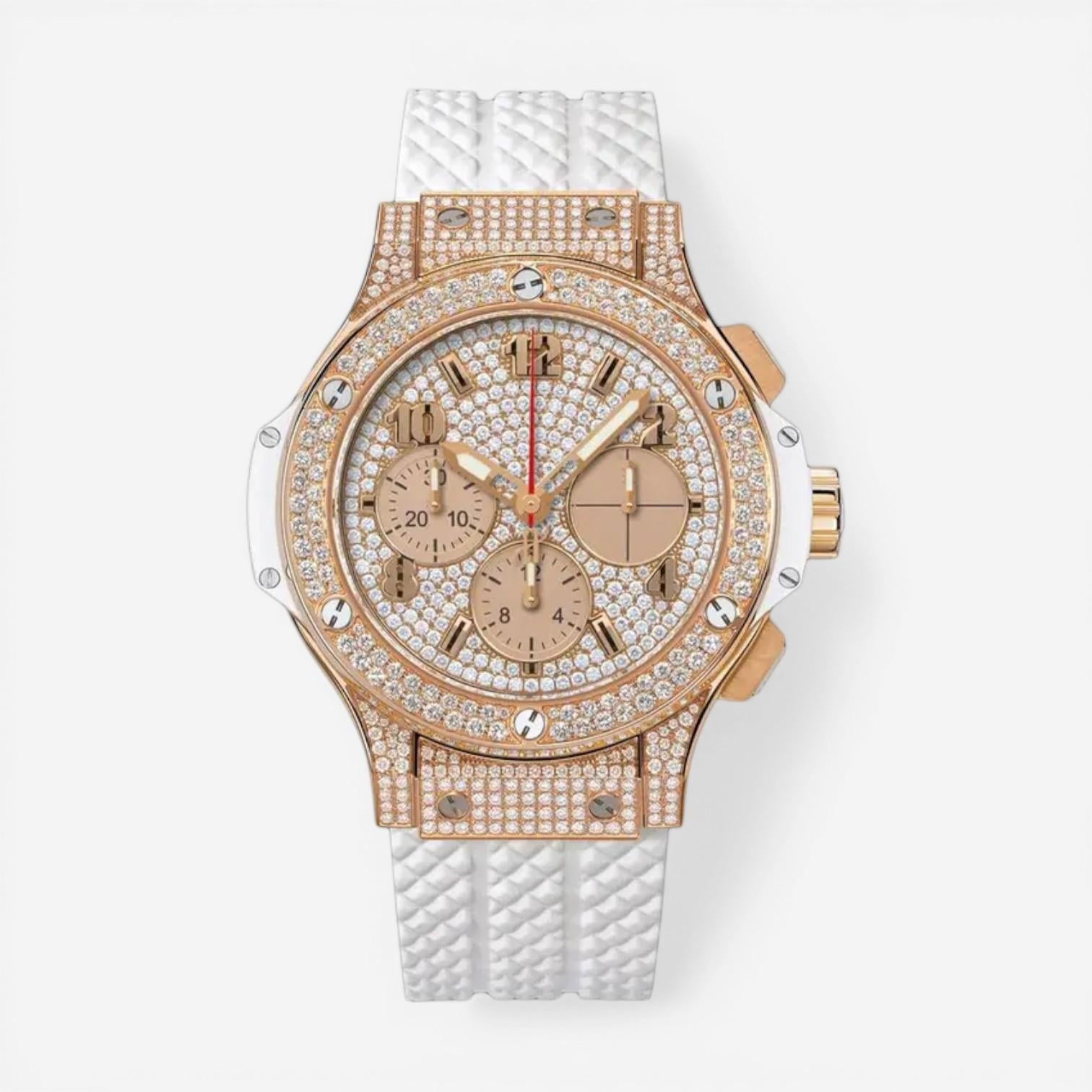 Hublot Big Bang Chronograph 18K Rose Gold Diamond Automatic Unisex Watch 341.PE.