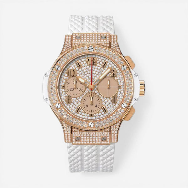 Hublot Big Bang Chronograph 18K Rose Gold Diamond Automatic Unisex Watch 341.PE.