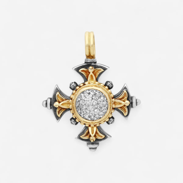 Konstantino 18K Yellow Gold & Sterling Silver Diamond Cross Pendant STKJ262-109