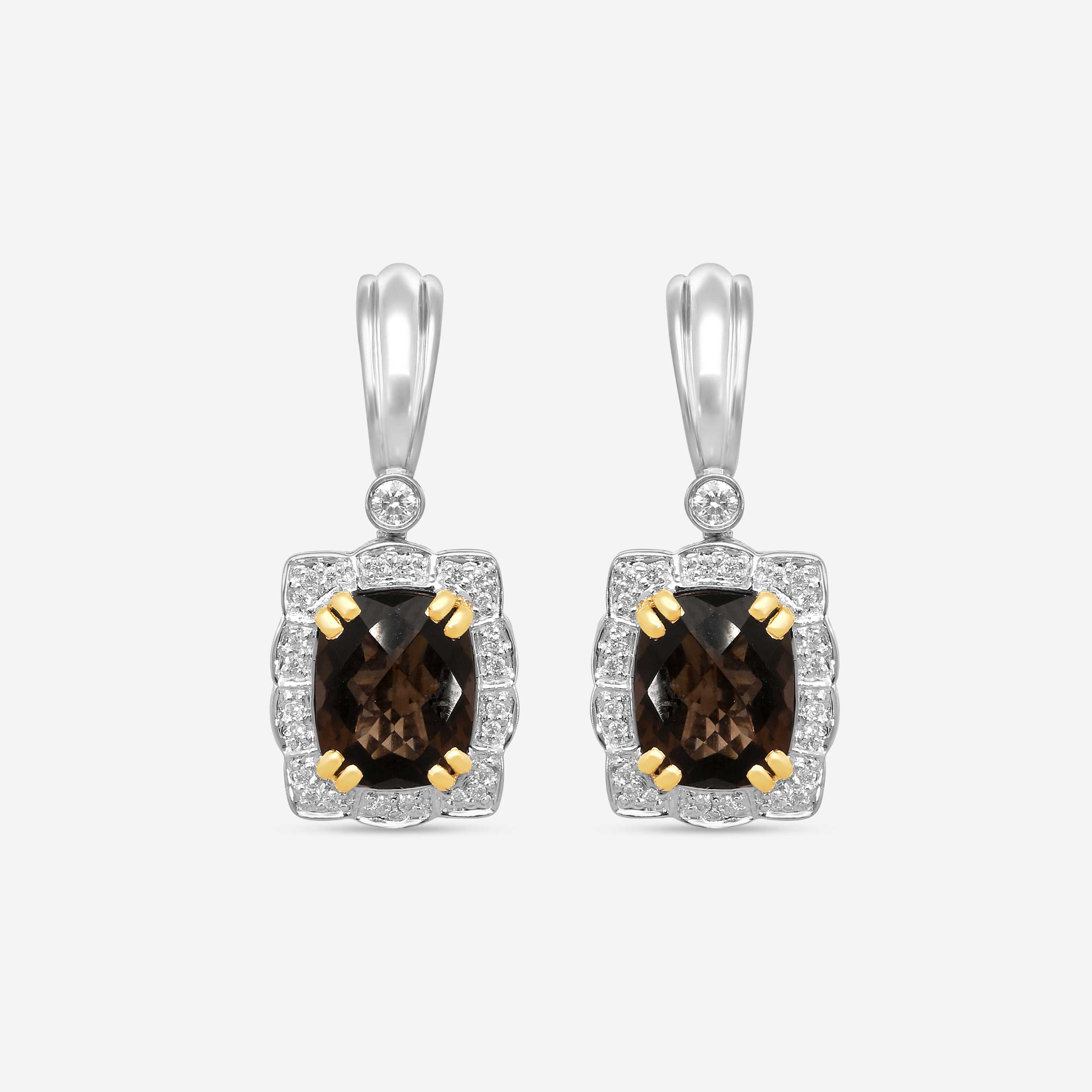 Charles Krypell Sterling Silver and 14K Yellow Gold, Topaz, and Diamond Drop Earrings 1-6213-SSTD