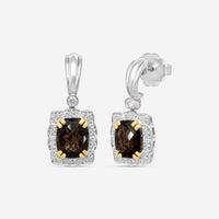 Charles Krypell Sterling Silver and 14K Yellow Gold, Topaz, and Diamond Drop Earrings 1-6213-SSTD