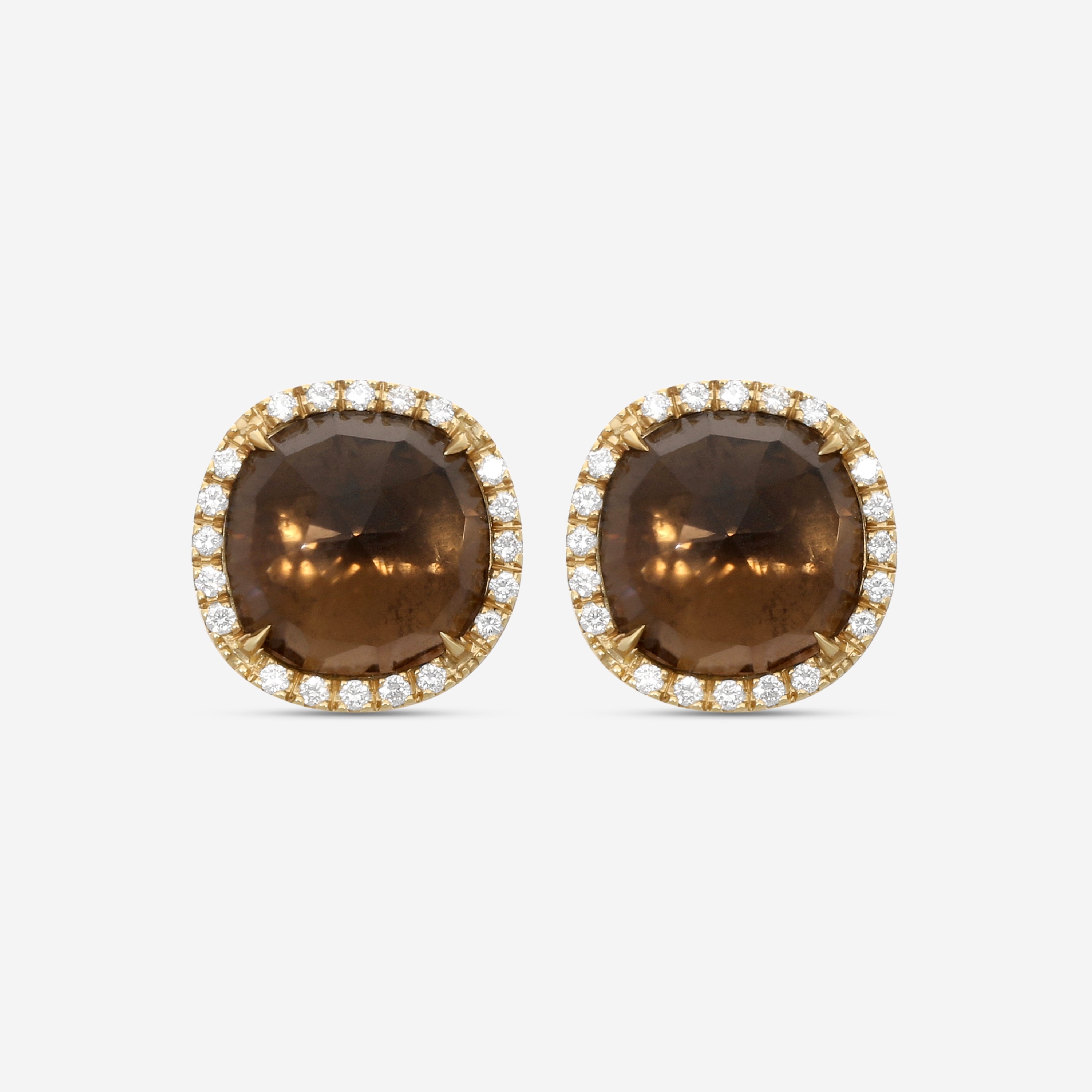 Marco Bicego 18K Yellow Gold Diamond & London Smoky Quartz Stud Earrings OB1147-B2-QF01-Y