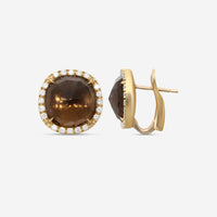 Marco Bicego 18K Yellow Gold Diamond & London Smoky Quartz Stud Earrings OB1147-B2-QF01-Y