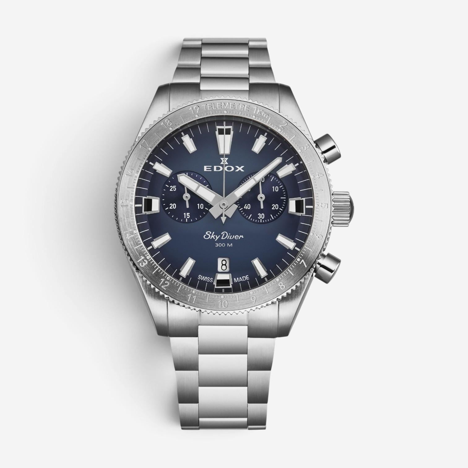 Edox Skydiver Stainless Steel Quartz Men's Watch 10116-3-BUIDN