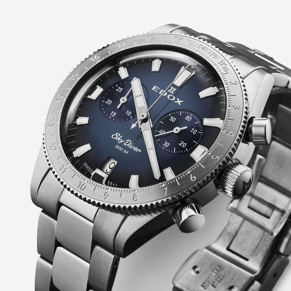 Edox Skydiver Stainless Steel Quartz Men's Watch 10116-3-BUIDN
