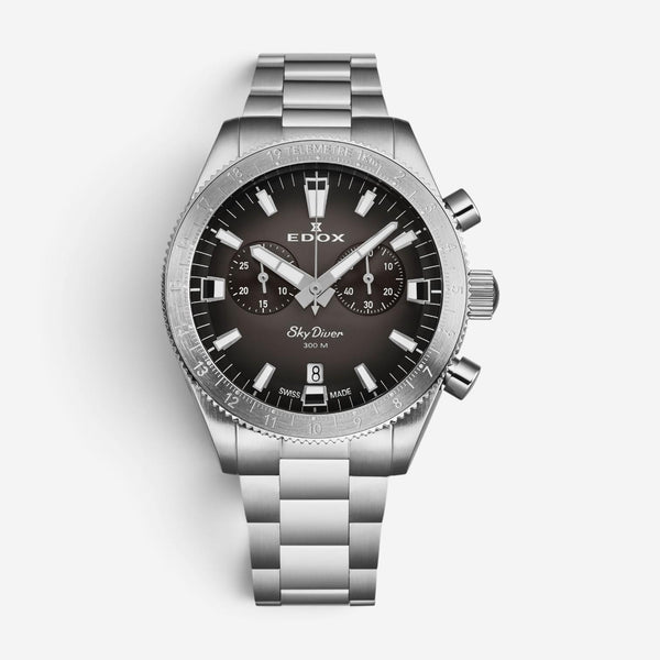 Edox Skydiver Chronograph Stainless Steel Quartz Men's Watch 10116-3-GRIDN