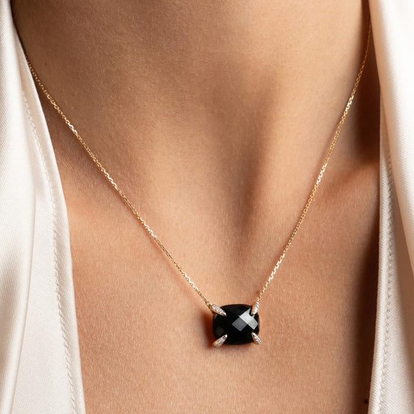 Morganne Bello Friandise 18K Yellow Gold Onyx & Diamond Pendant Necklace 1013YA1