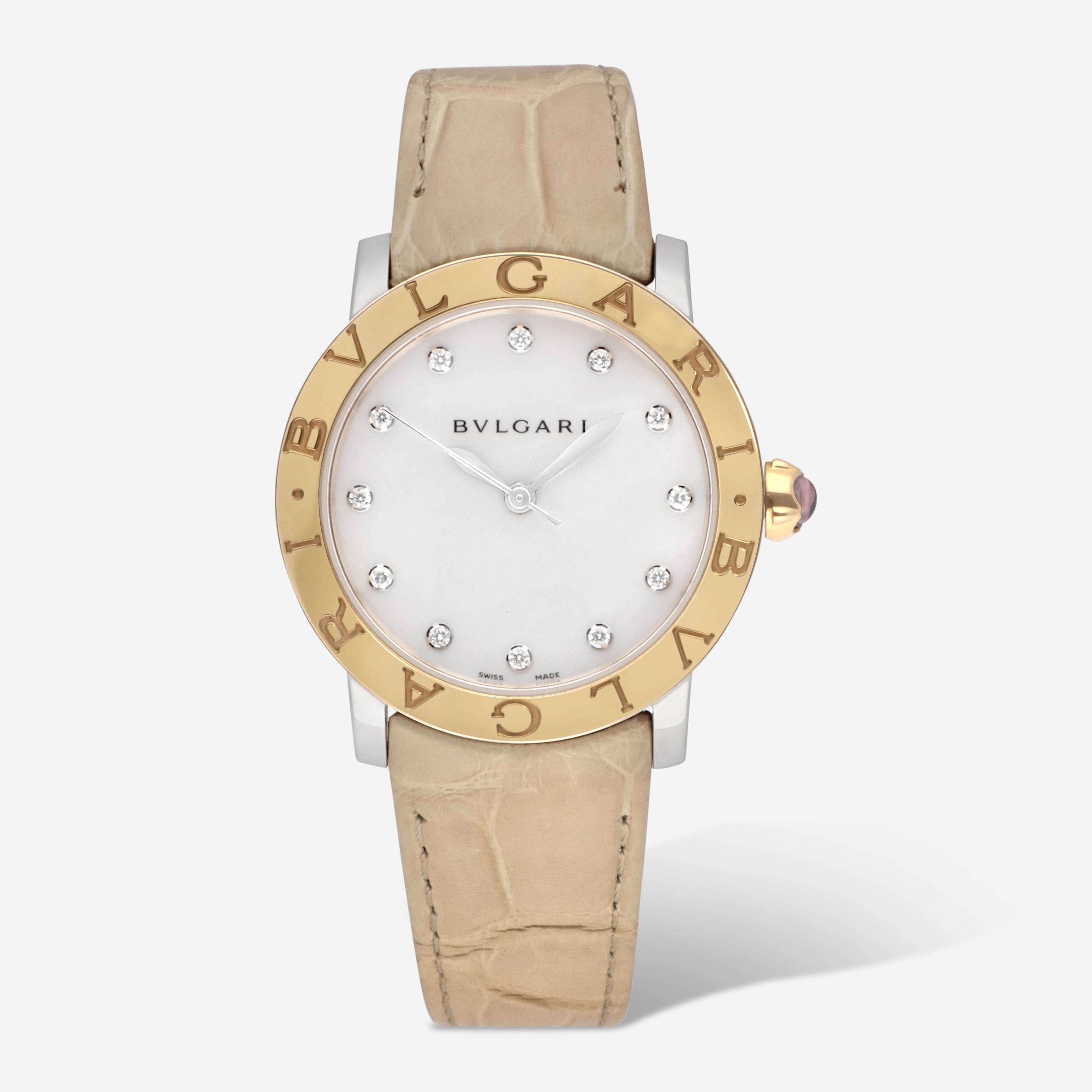 Bulgari Bulgari Stainless Steel & 18K Rose Gold Diamond Automatic Ladies Watch 101893