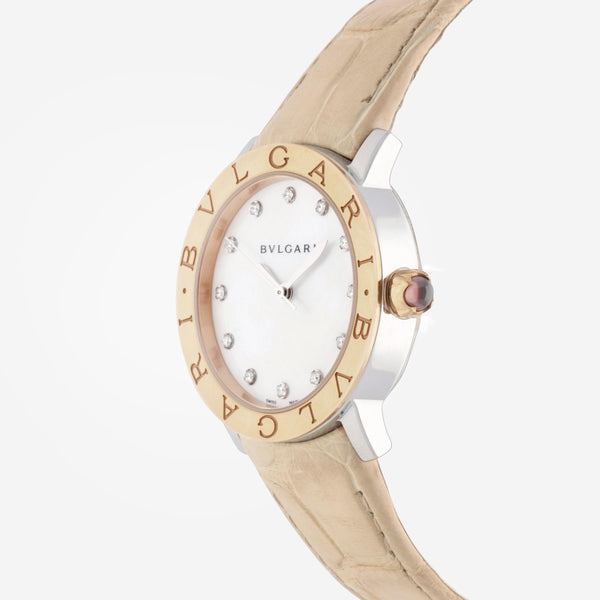 Bulgari Bulgari Stainless Steel & 18K Rose Gold Diamond Automatic Ladies Watch 101893
