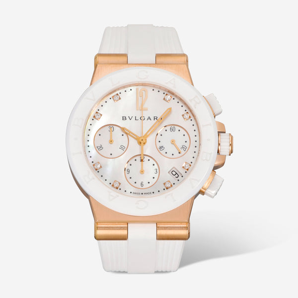 Bulgari Diagono Chronograph 18K Rose Gold Diamond Automatic Watch 101994