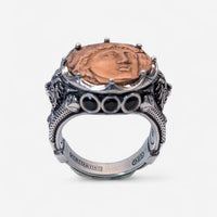 Konstantino Aeolous Sterling Silver & Copper Spinel Greek Coin Ring Sz. 11 DMK2083-374-S11