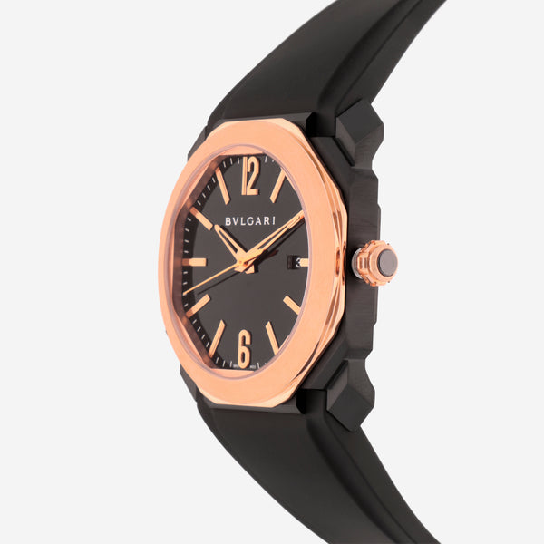 Bvlgari Octo Black DLC and 18K Rose Gold Automatic Men's Watch - THE SOLIST