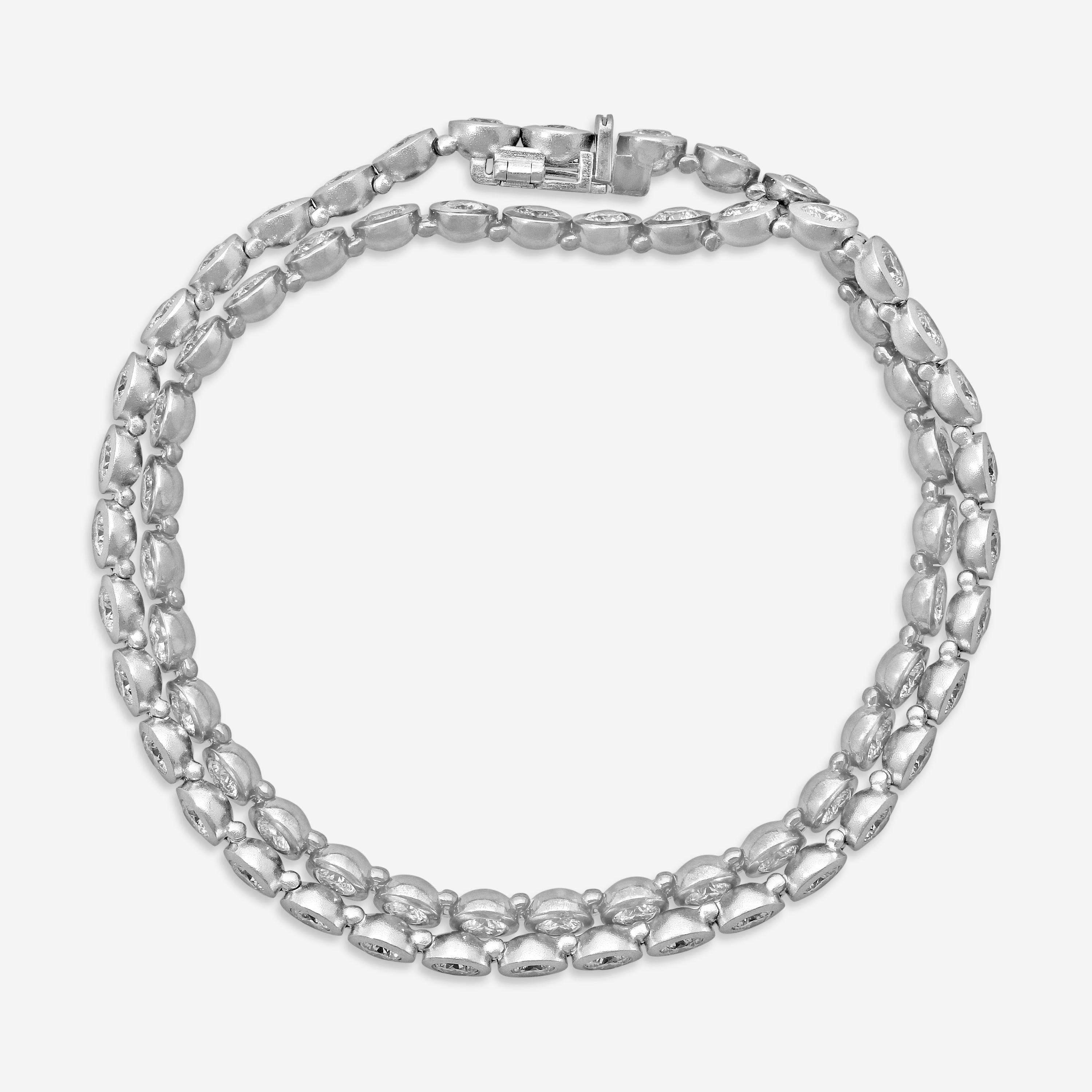 Lugano Kite 18K White Gold Diamond Double Tennis Bracelet 1033184 - THE SOLIST