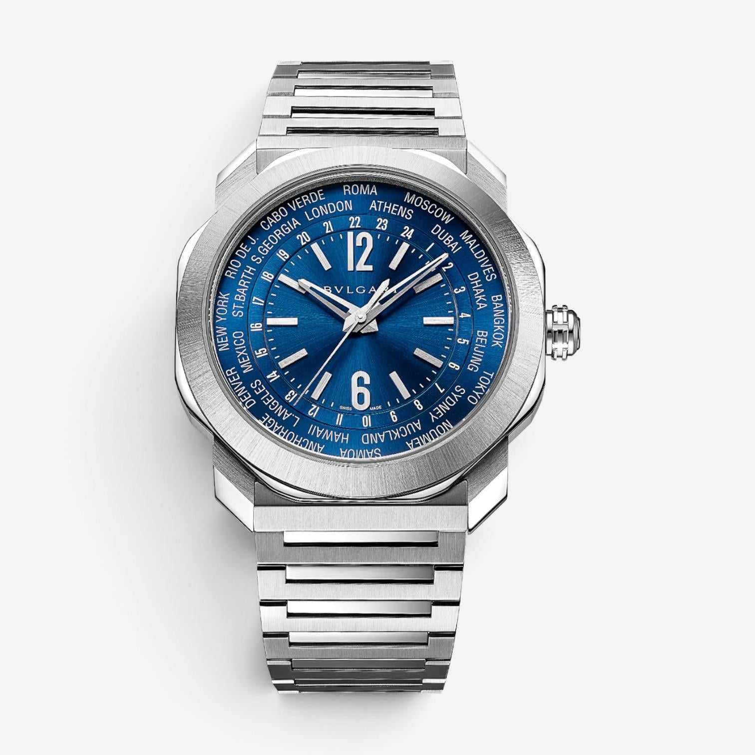 Bulgari Octo Roma WorldTimer GMT Stainless Steel Automatic Men's Watch 103481