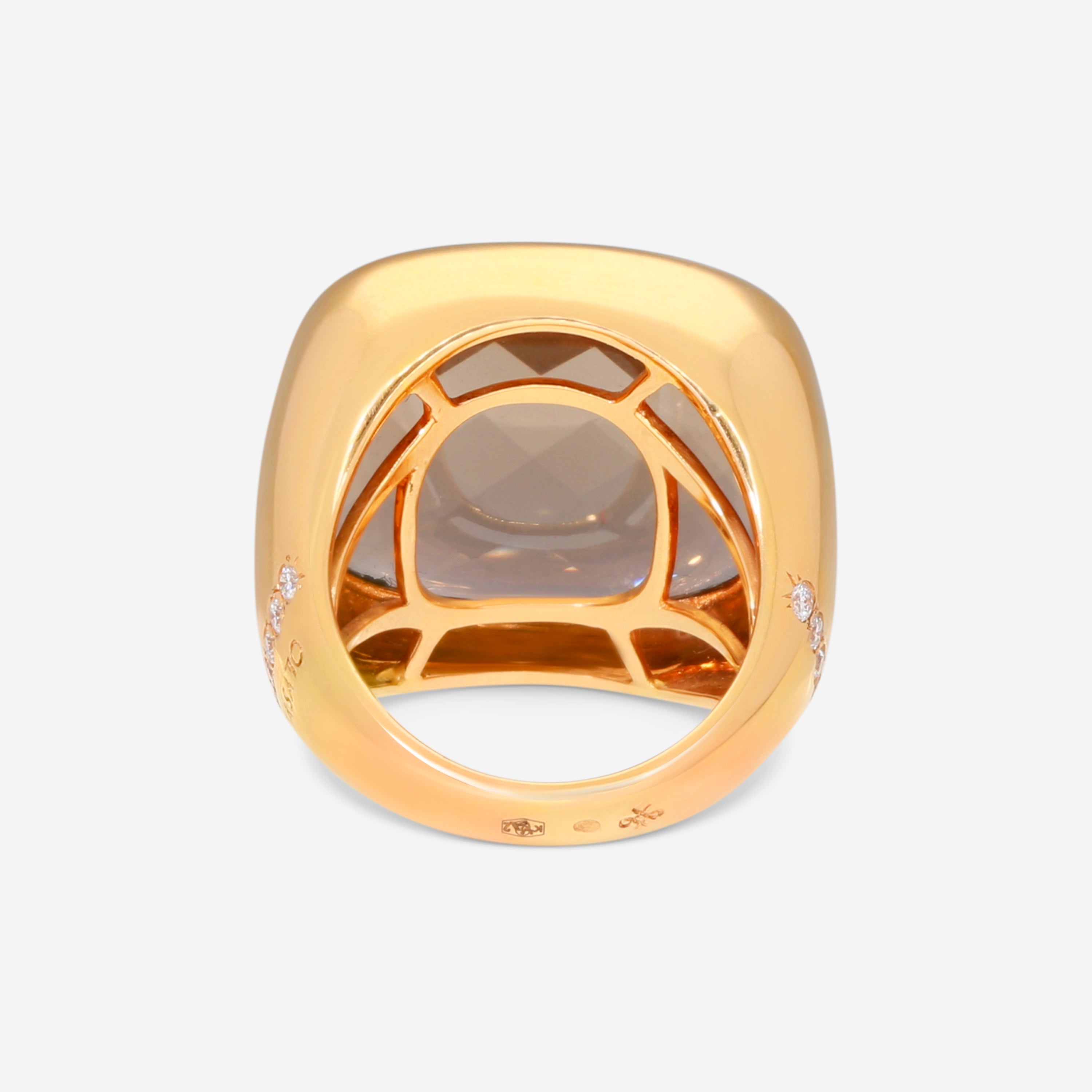 Casato 18K Yellow Gold, Smoky Quartz and Diamond Vintage Style Ring 10516