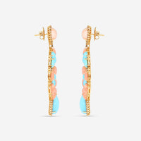 Zydo 18K Rose Gold, Turquoise and Coral Drop Earrings 63970