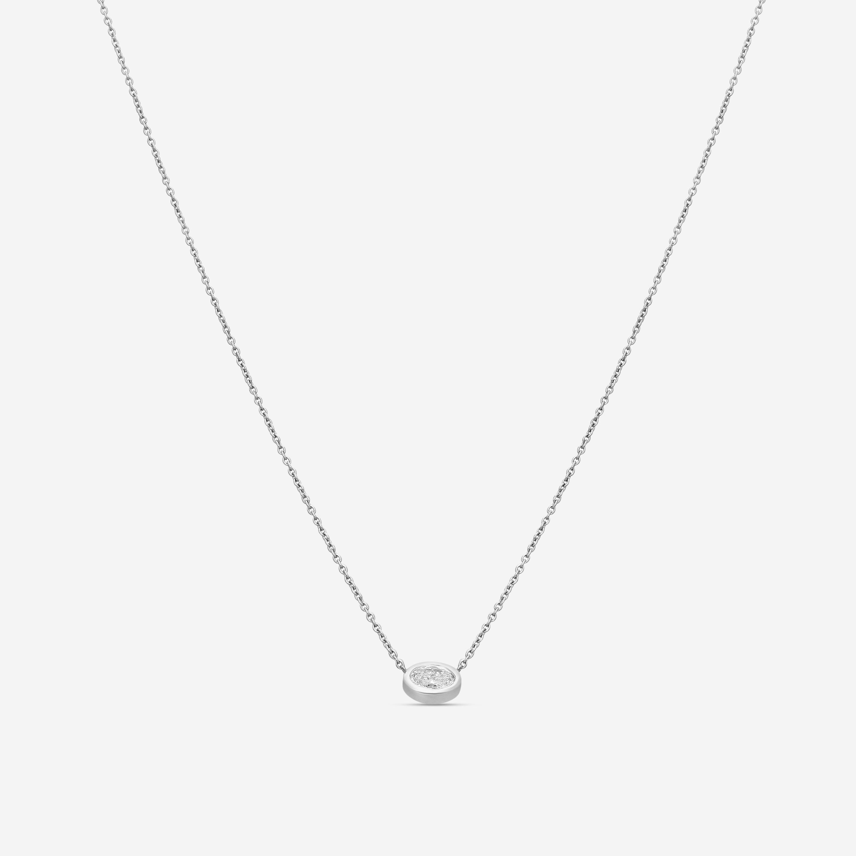 Roberto Coin 18K White Gold Diamond Oval Shape Pendant Necklace 111431AWCHX0