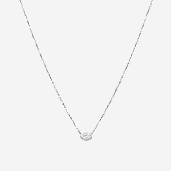 Roberto Coin 18K White Gold Diamond Oval Shape Pendant Necklace 111431AWCHX0