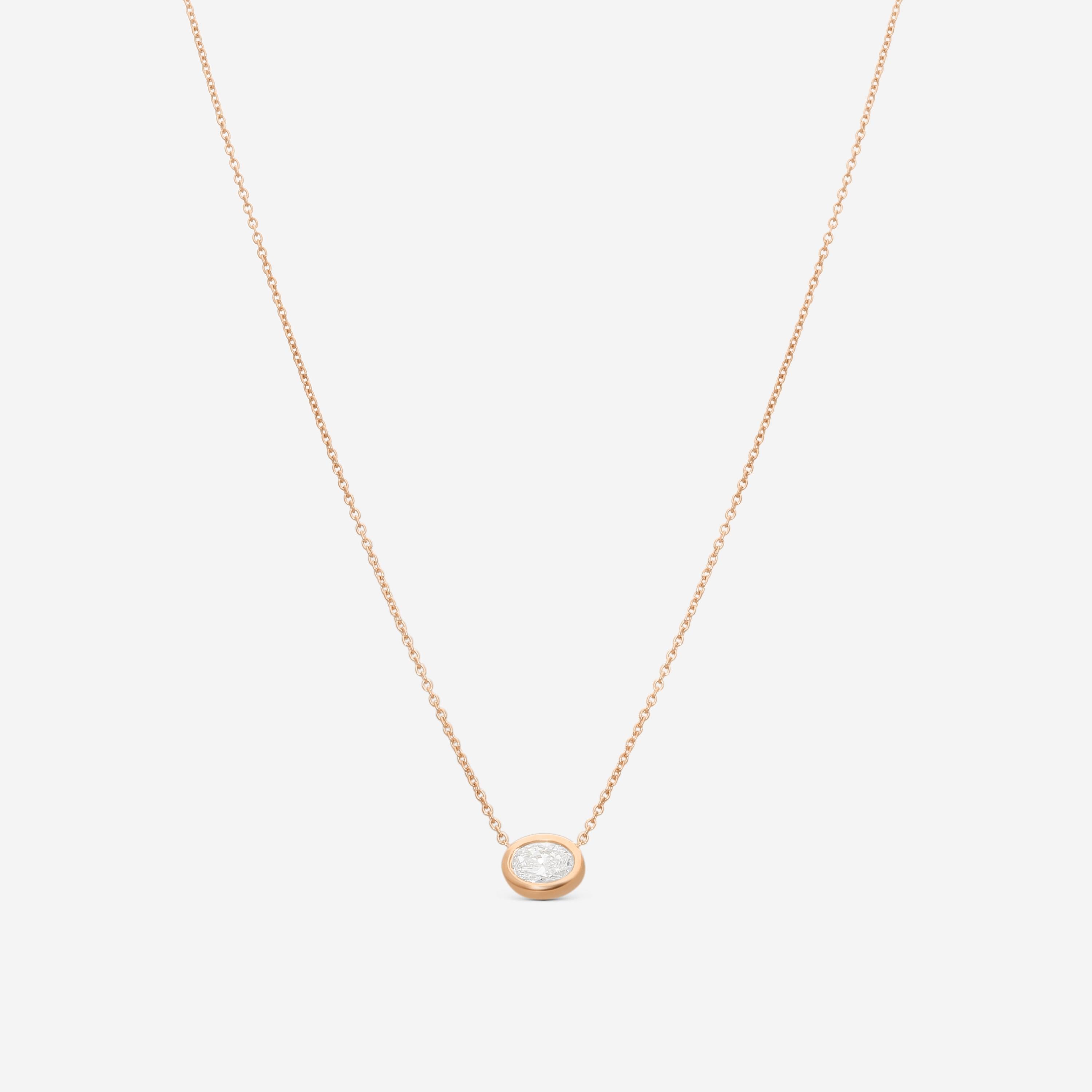 Roberto Coin 18K Rose Gold Diamond Oval Pendant Necklace 111432AXCHX0