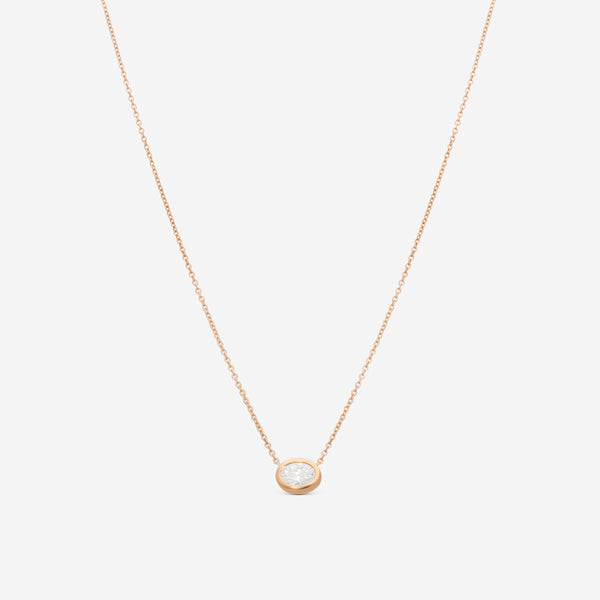 Roberto Coin 18K Rose Gold Diamond Oval Pendant Necklace 111432AXCHX0