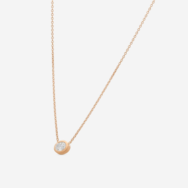 Roberto Coin 18K Rose Gold Diamond Oval Pendant Necklace 111432AXCHX0