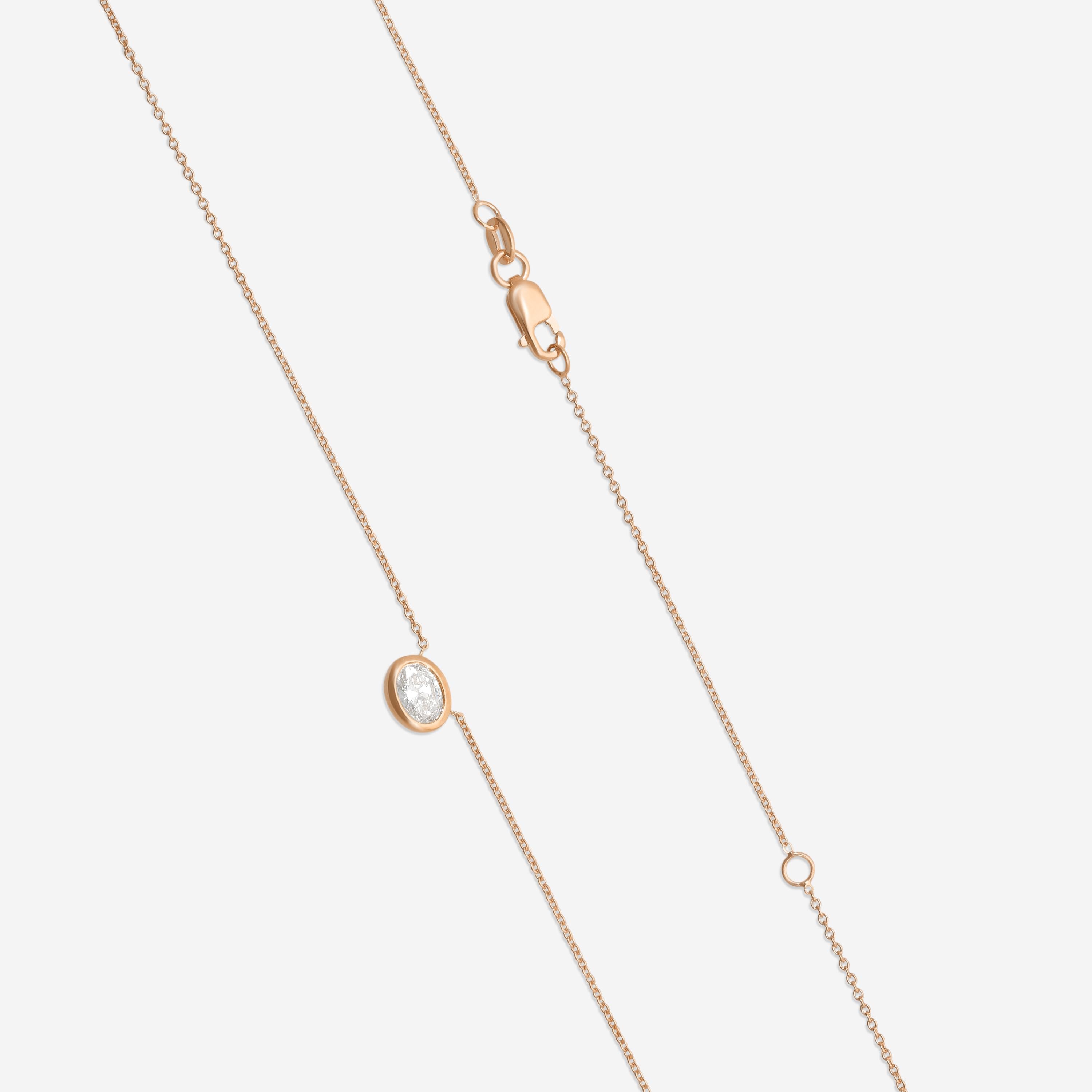 Roberto Coin 18K Rose Gold Diamond Oval Pendant Necklace 111432AXCHX0