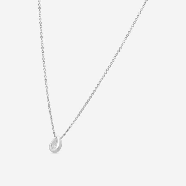 Roberto Coin Tiny Treasures 18K White Gold Diamond Pear Pendant Necklace 111433