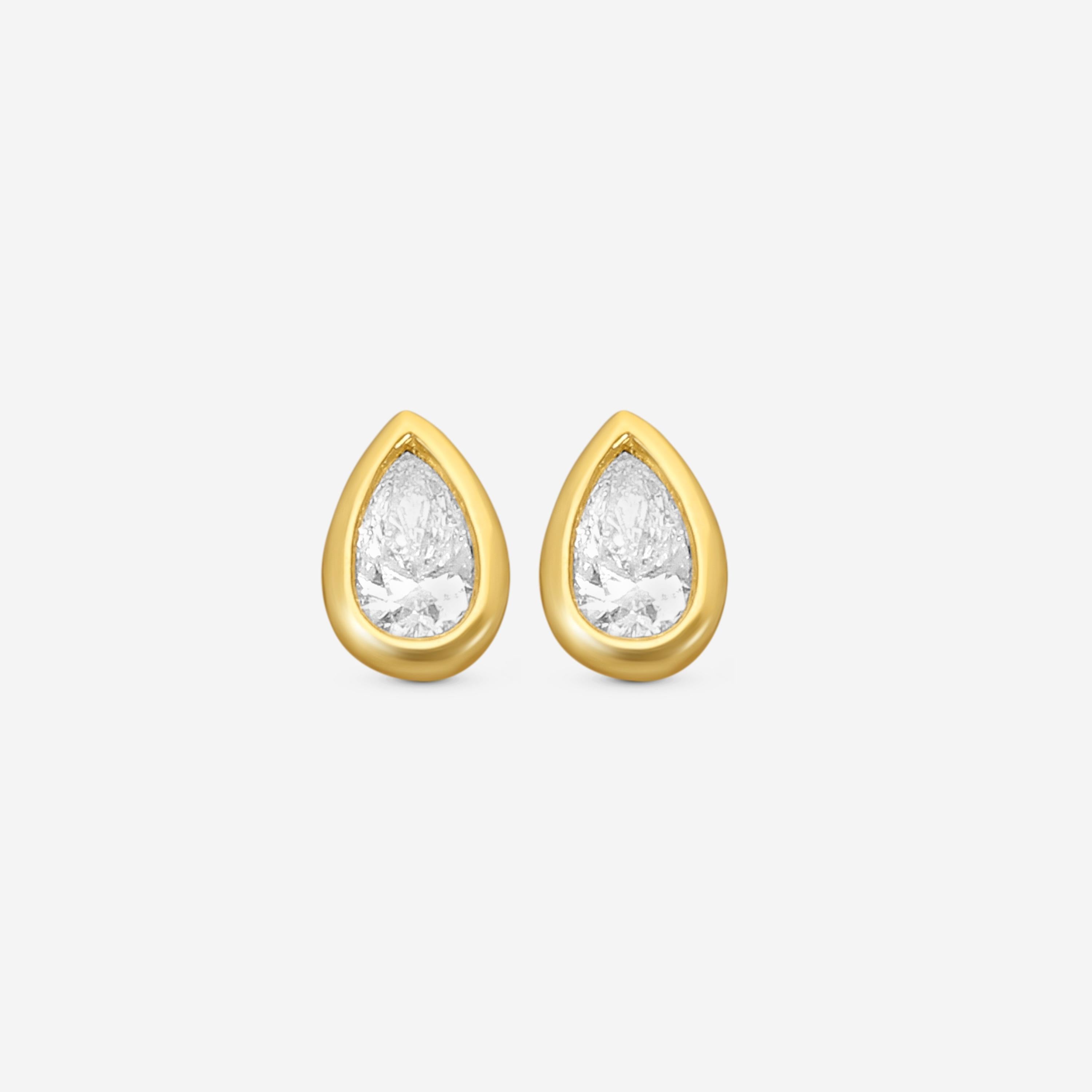 Roberto Coin 18K Yellow Gold Diamond Pearshape Stud Earrings 111433AYERX0