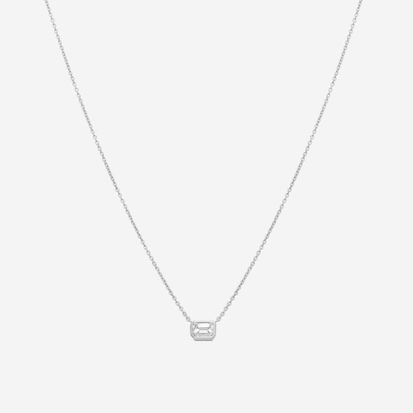Roberto Coin Emerald Cut 18K White Gold Diamond Pendant Necklace 111434AWCHX0