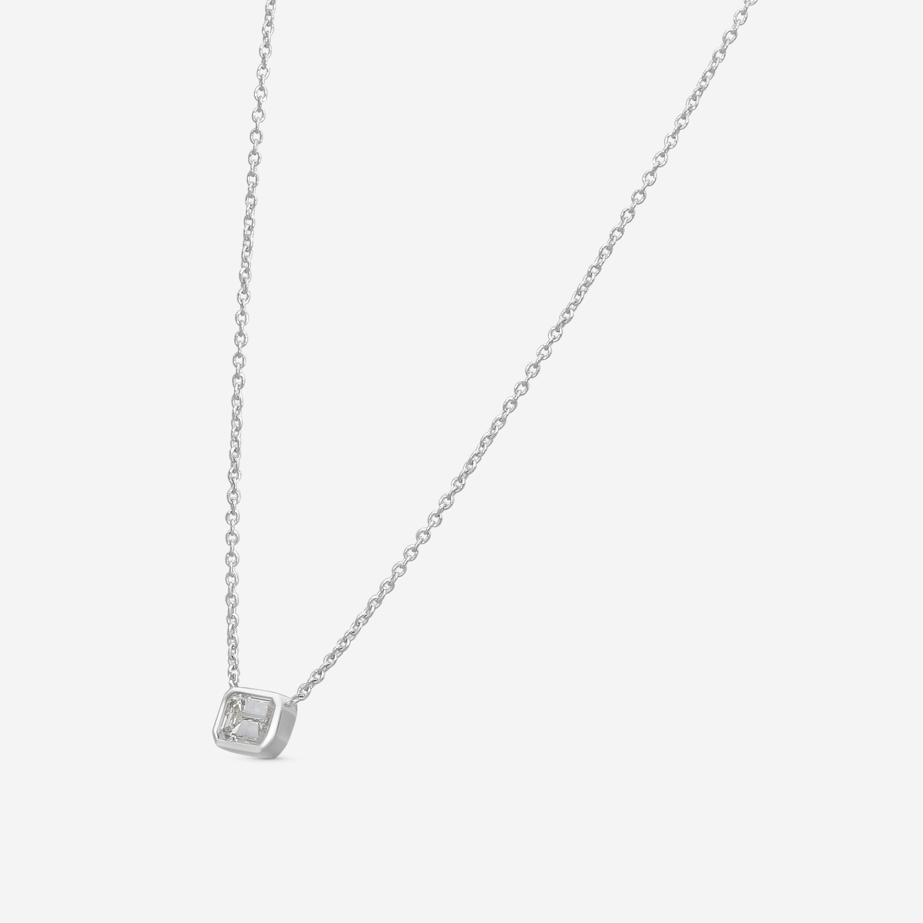 Roberto Coin Emerald Cut 18K White Gold Diamond Pendant Necklace 111434AWCHX0