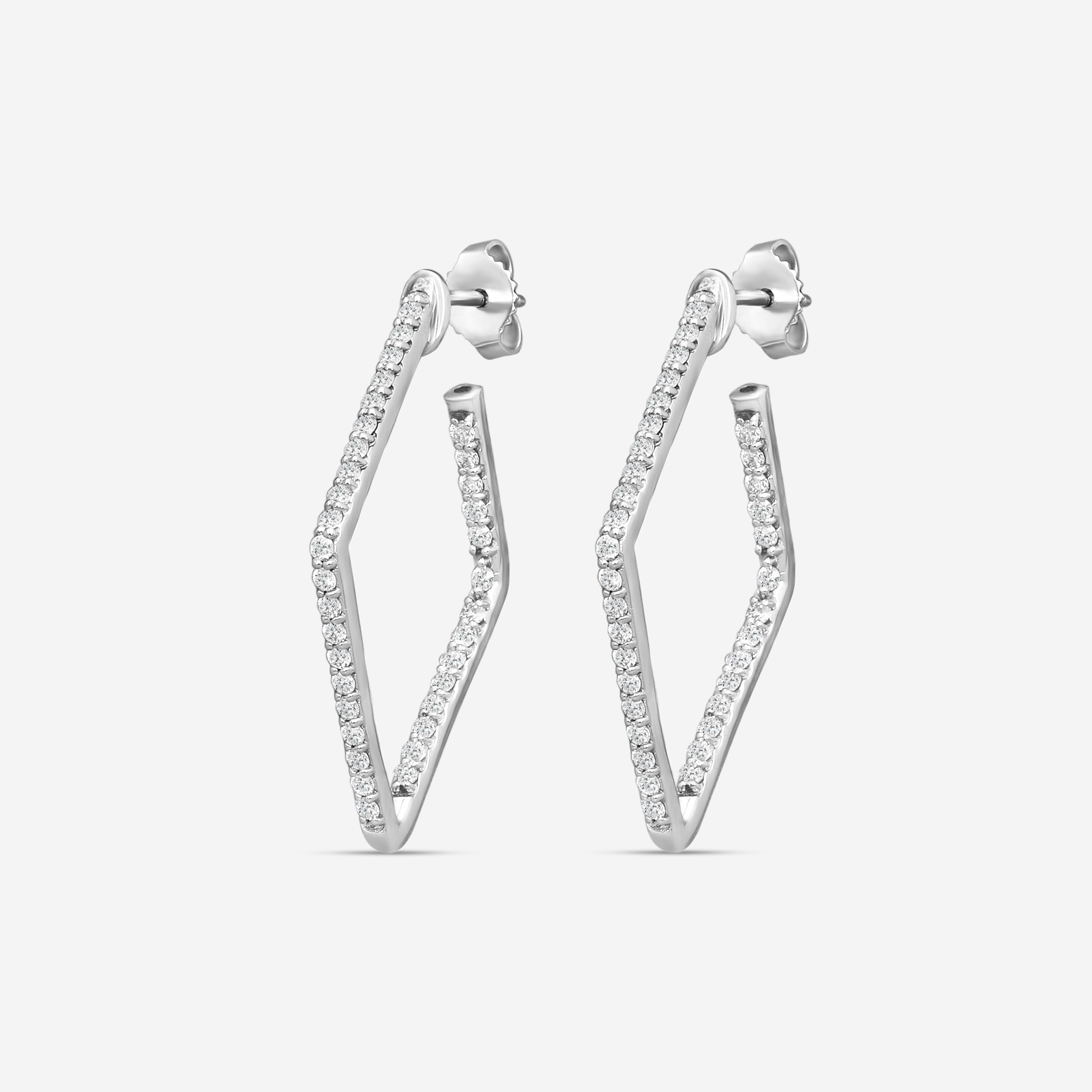 Roberto Coin 18K White Gold Diamond Square Hoop Earrings 111456AWERX0 - THE SOLIST