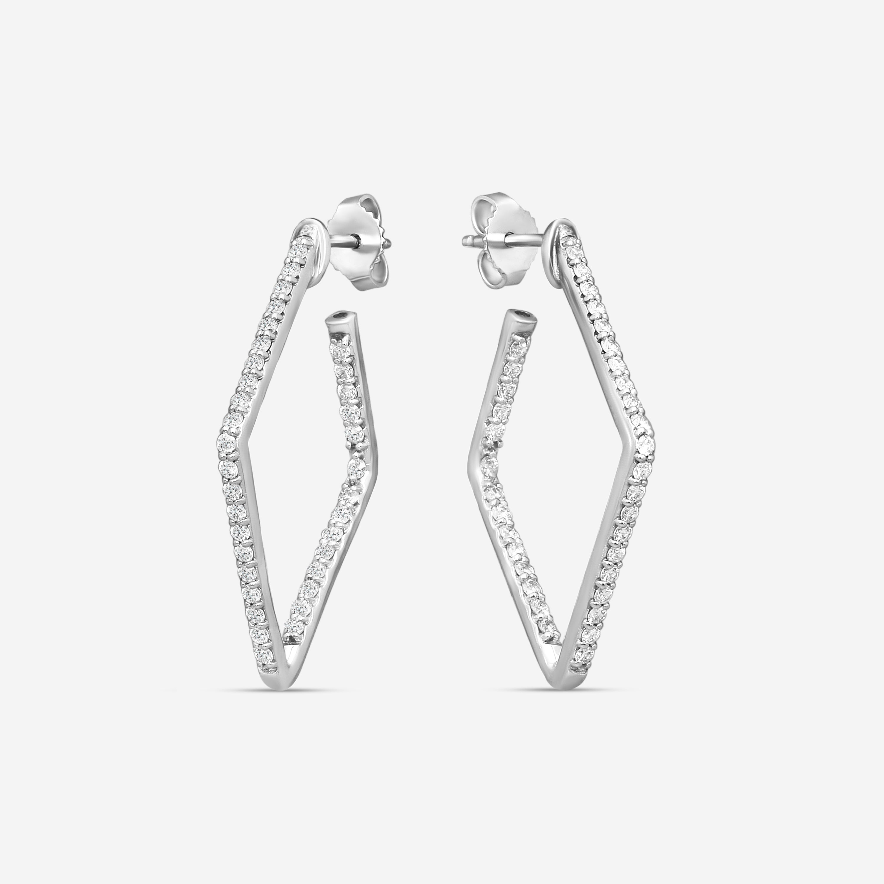 Roberto Coin 18K White Gold Diamond Square Hoop Earrings 111456AWERX0 - THE SOLIST