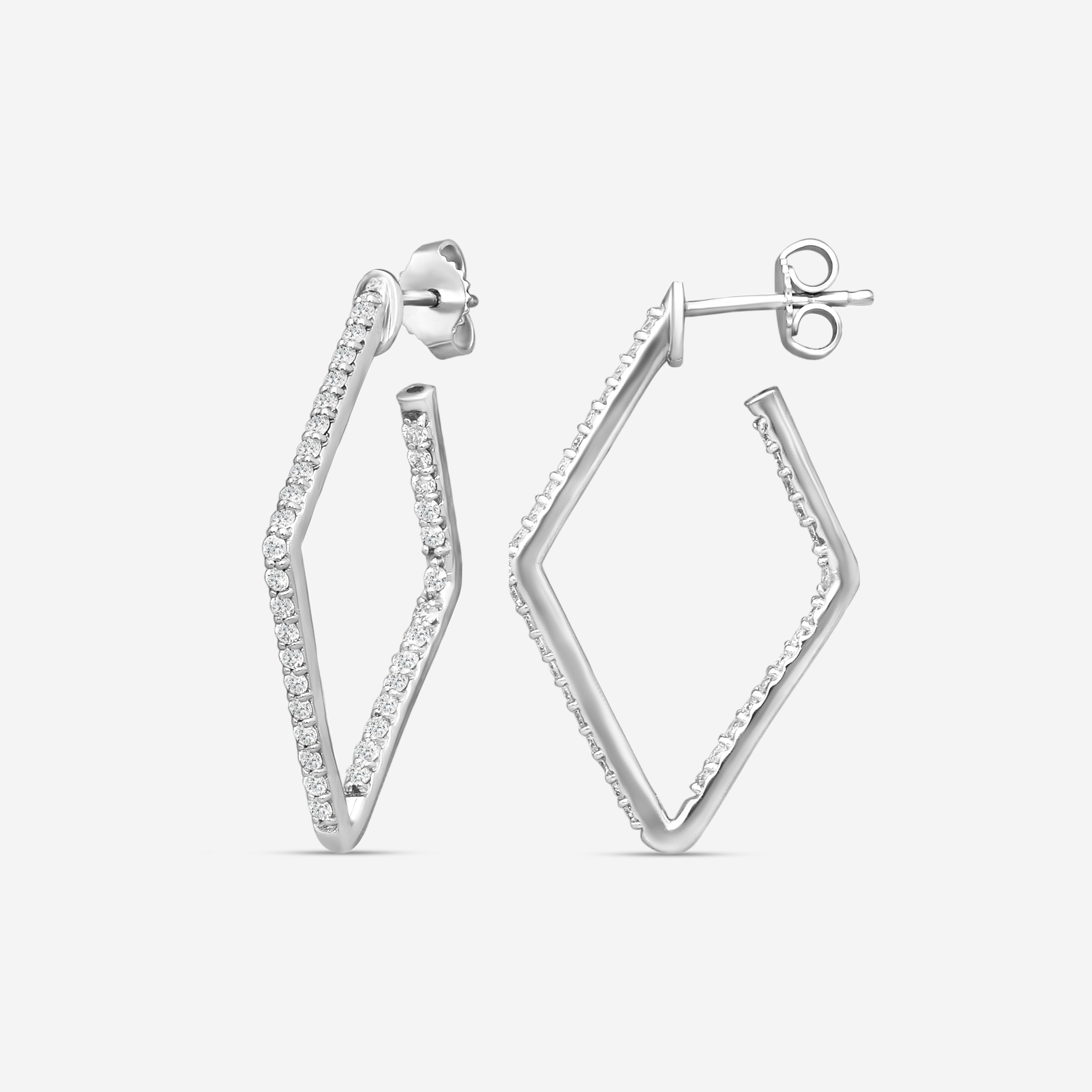 Roberto Coin 18K White Gold Diamond Square Hoop Earrings 111456AWERX0 - THE SOLIST