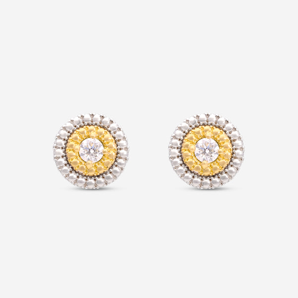 Roberto Coin Siena 18K White & Yellow Gold Diamond Dot Stud Earrings 111477AVERX0