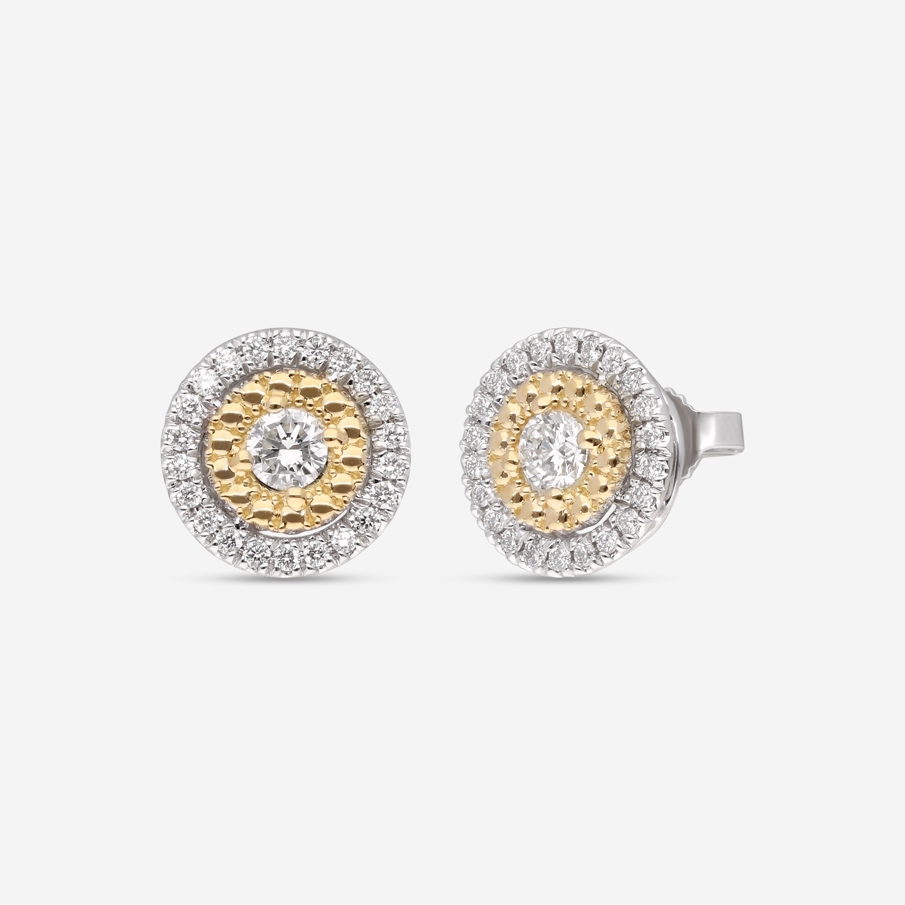 Roberto Coin Siena 18K Yellow & White Gold Diamond Large Dot Stud Earrings 111479AVERX0