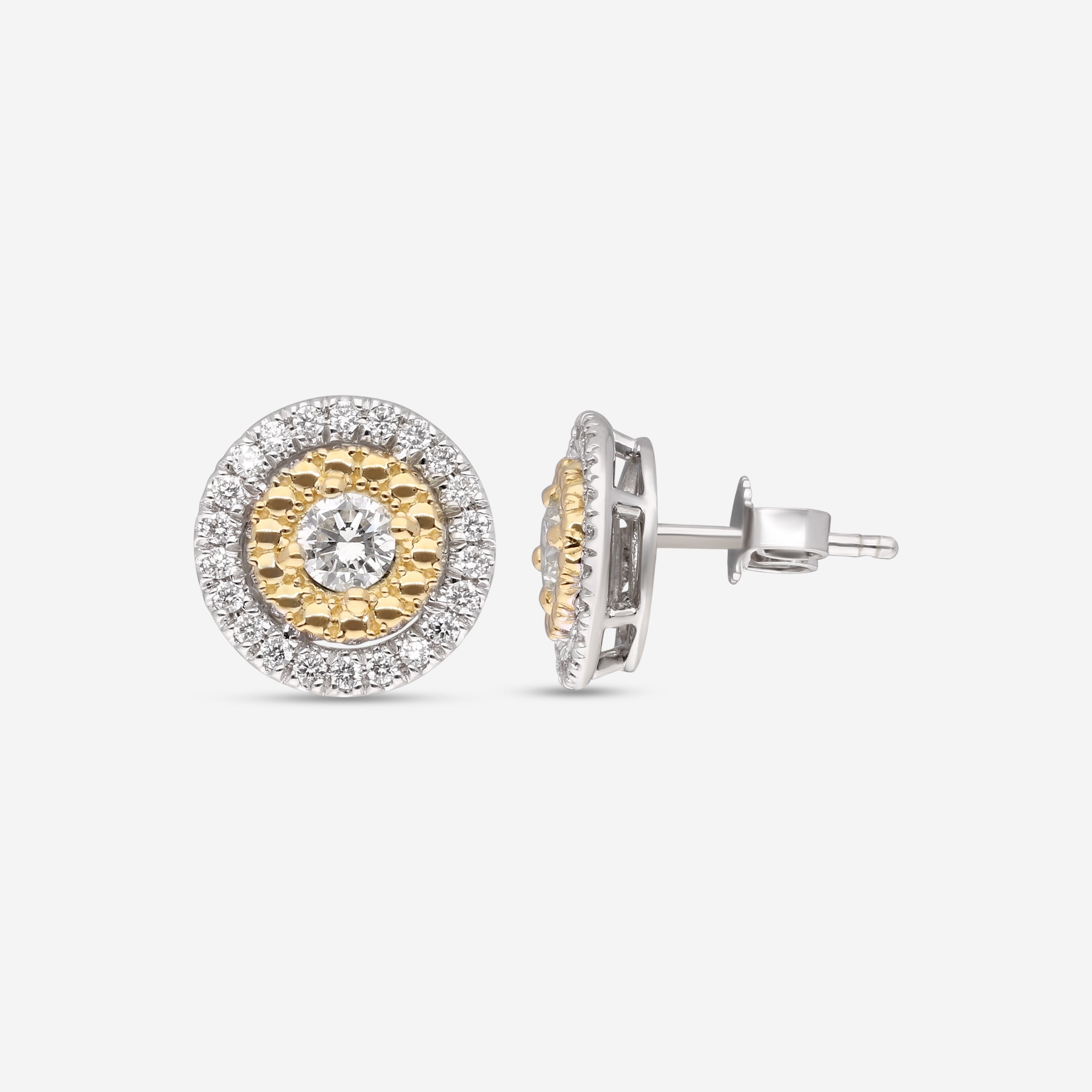 Roberto Coin Siena 18K Yellow & White Gold Diamond Large Dot Stud Earrings 111479AVERX0