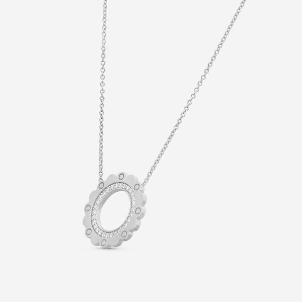 Roberto Coin Gear 18K White Gold Diamond Pendant Necklace 111485AWCHX0