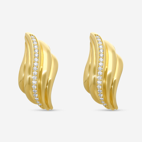 Roberto Coin Des Gold Croissant 18K Yellow Gold Diamond Earrings 111498AYER