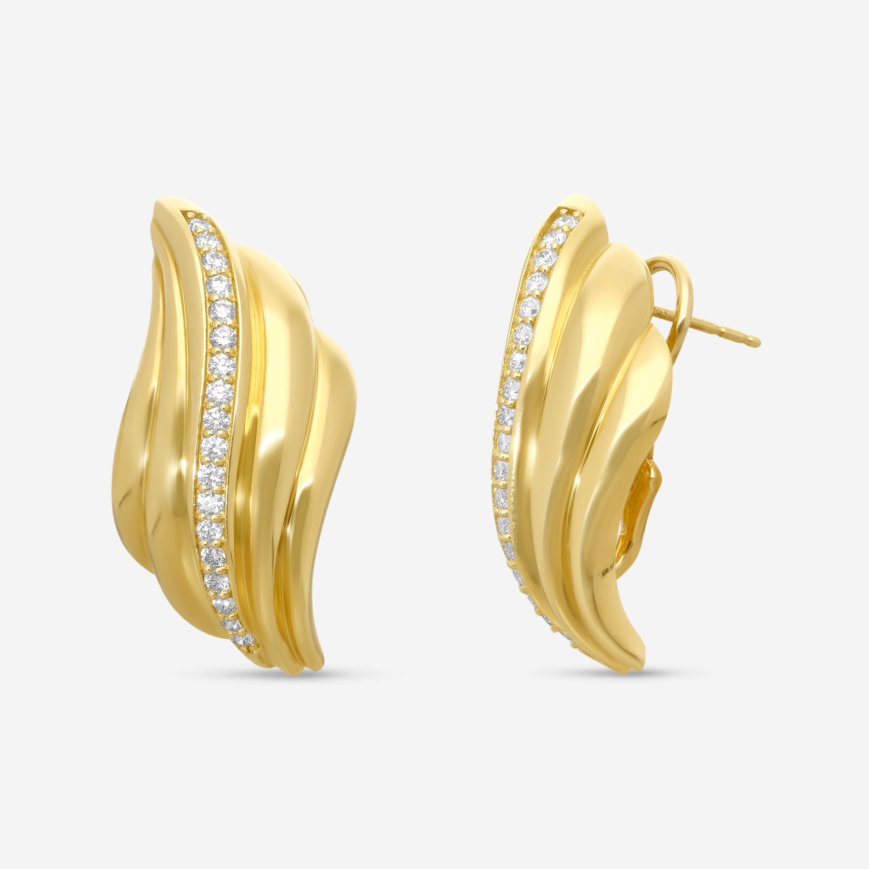 Roberto Coin Des Gold Croissant 18K Yellow Gold Diamond Earrings 111498AYER